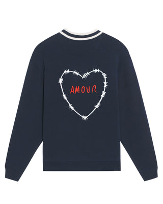 Sweatshirt Col V Brodé "Amour"